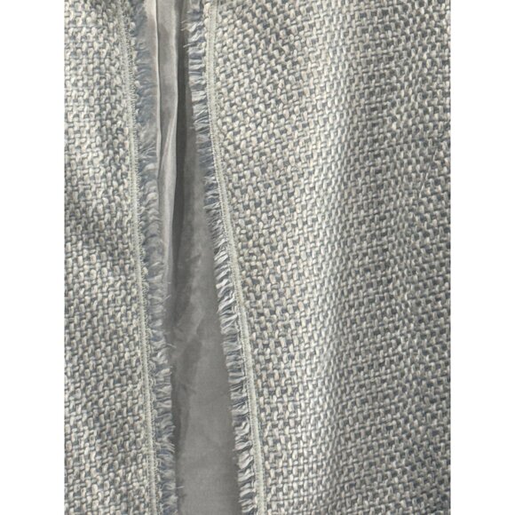 Coldwater Creek XL Womens Light Blue Tweed Open Front Lady Jacket  Fringe Detail - Picture 2 of 8